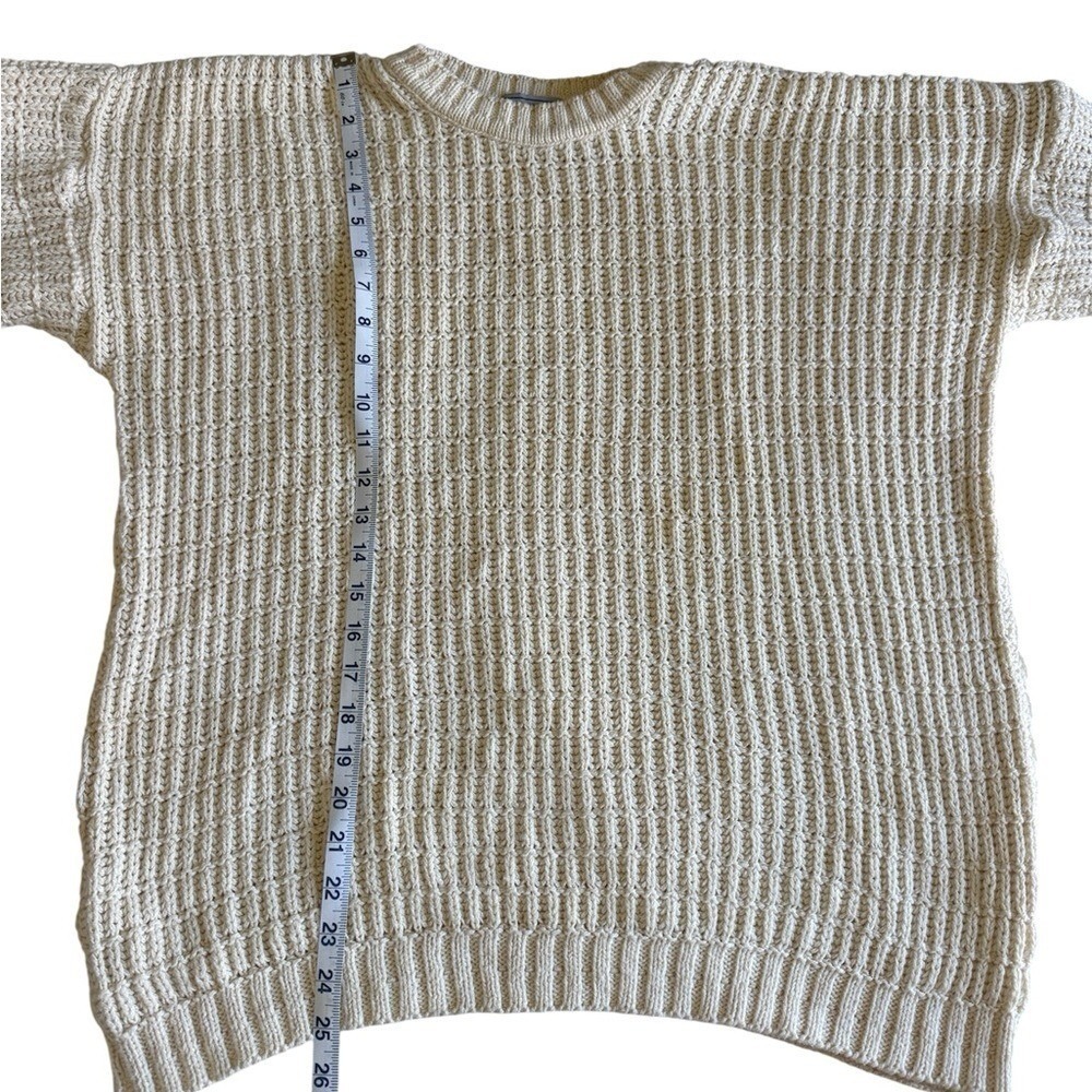 90s Vintage Lambert Cream Chunky Oversized Cotton Sweater Made in USA L Coastal - Picture 4 of 7